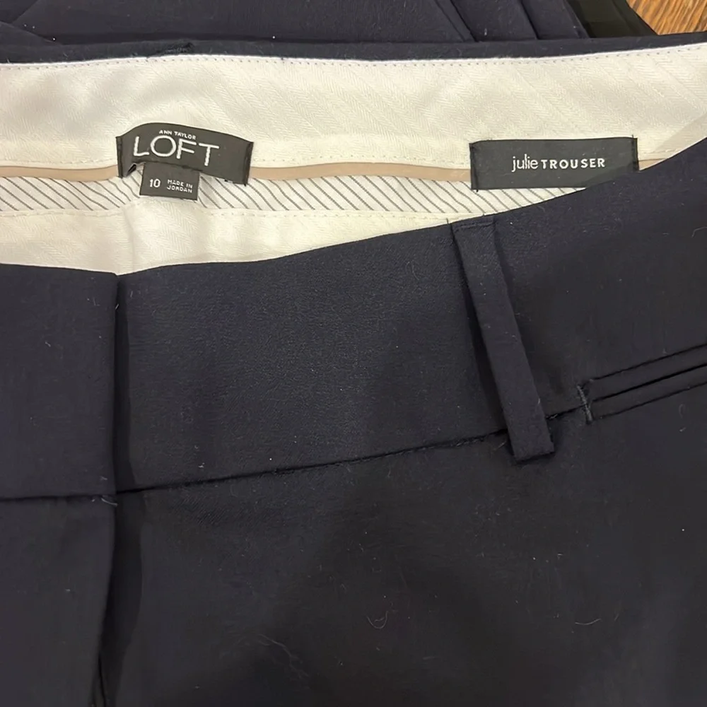 LOFT Women's Navy and Black Dress Pants - Cropped Bootcut Trousers